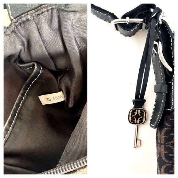 FOSSIL MONOGRAM CANVAS LEATHER CROSSBODY/SHOULDER TRAVEL BAG W/MATCHING WALLET - Picture 7 of 16